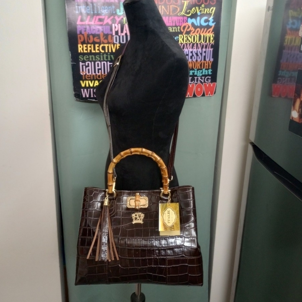 Phenomenal Pratesi Brown Crocodile Satchel!.
